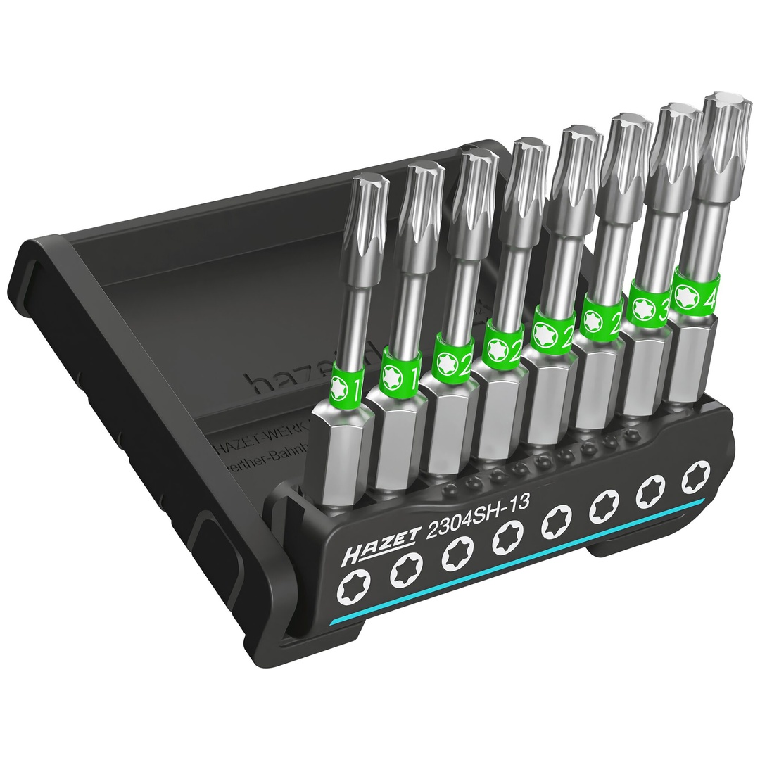 Hazet SmartHolder mit 8 Bits, lang 1/4 (6,3 mm) Sechskant massiv, Innen TX Profil, 8-tlg., T10 - T40