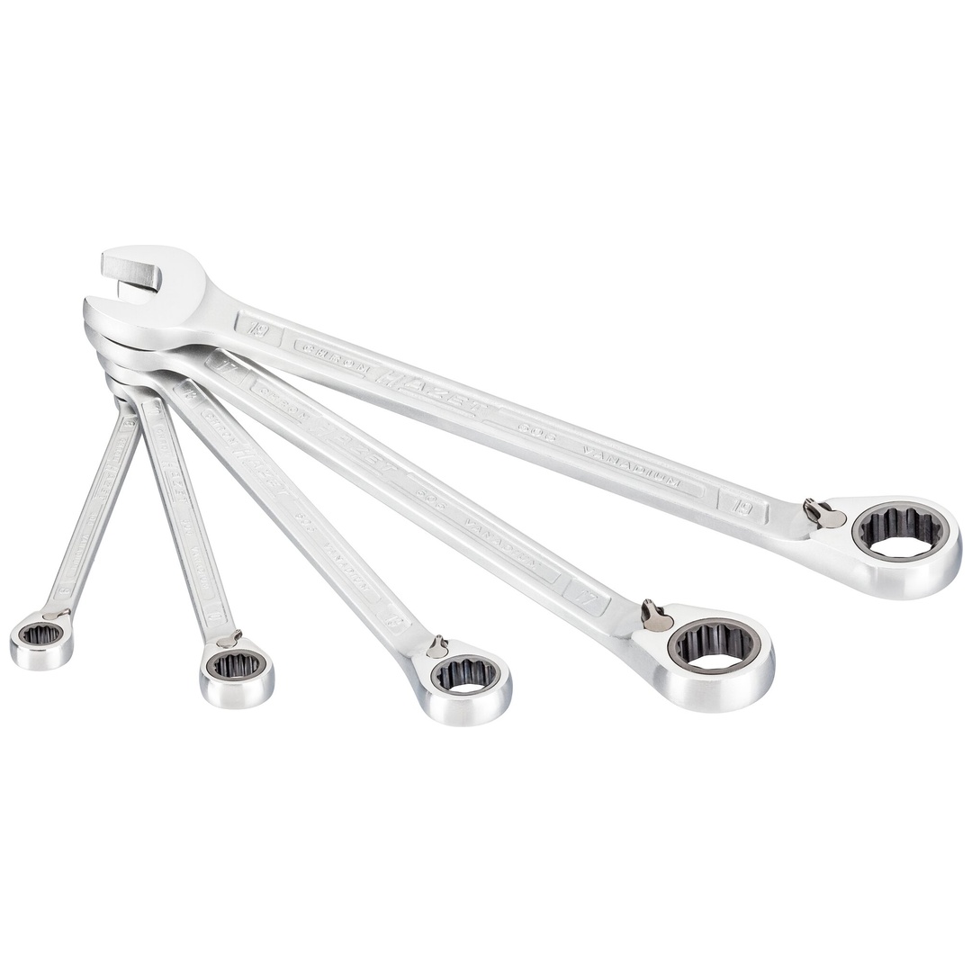 KS Tools Hazet Knarren Ring-Maulschlüssel Satz 606/5, Außen Doppelsechskant-Tractionsprofil, 5-tlg., 8 - 19