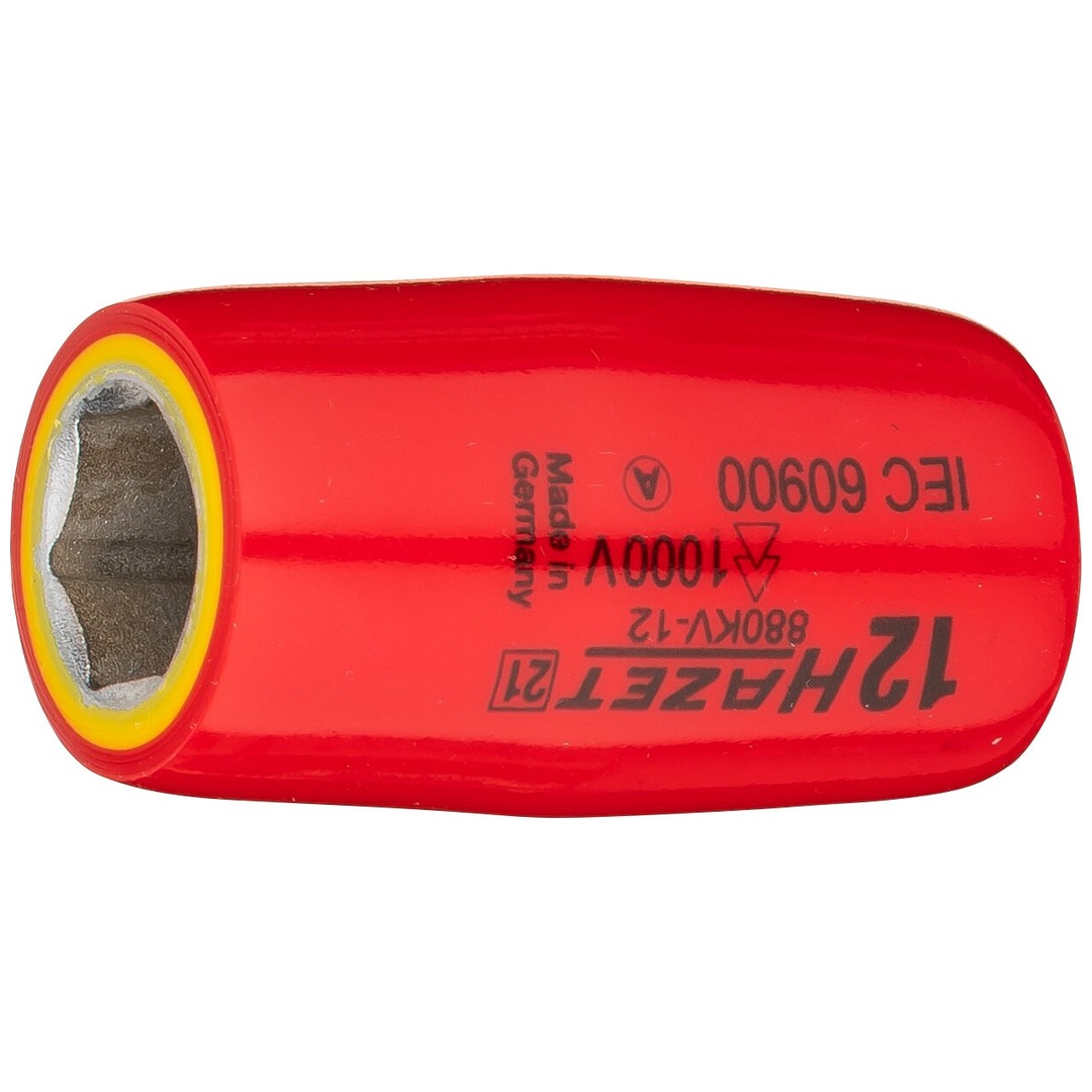 Hazet Steckschlüsseleinsatz, schutzisoliert 3/8 (10 mm) Vierkant hohl, Außen Sechskant-Tractionsprofil, SW 12 mm