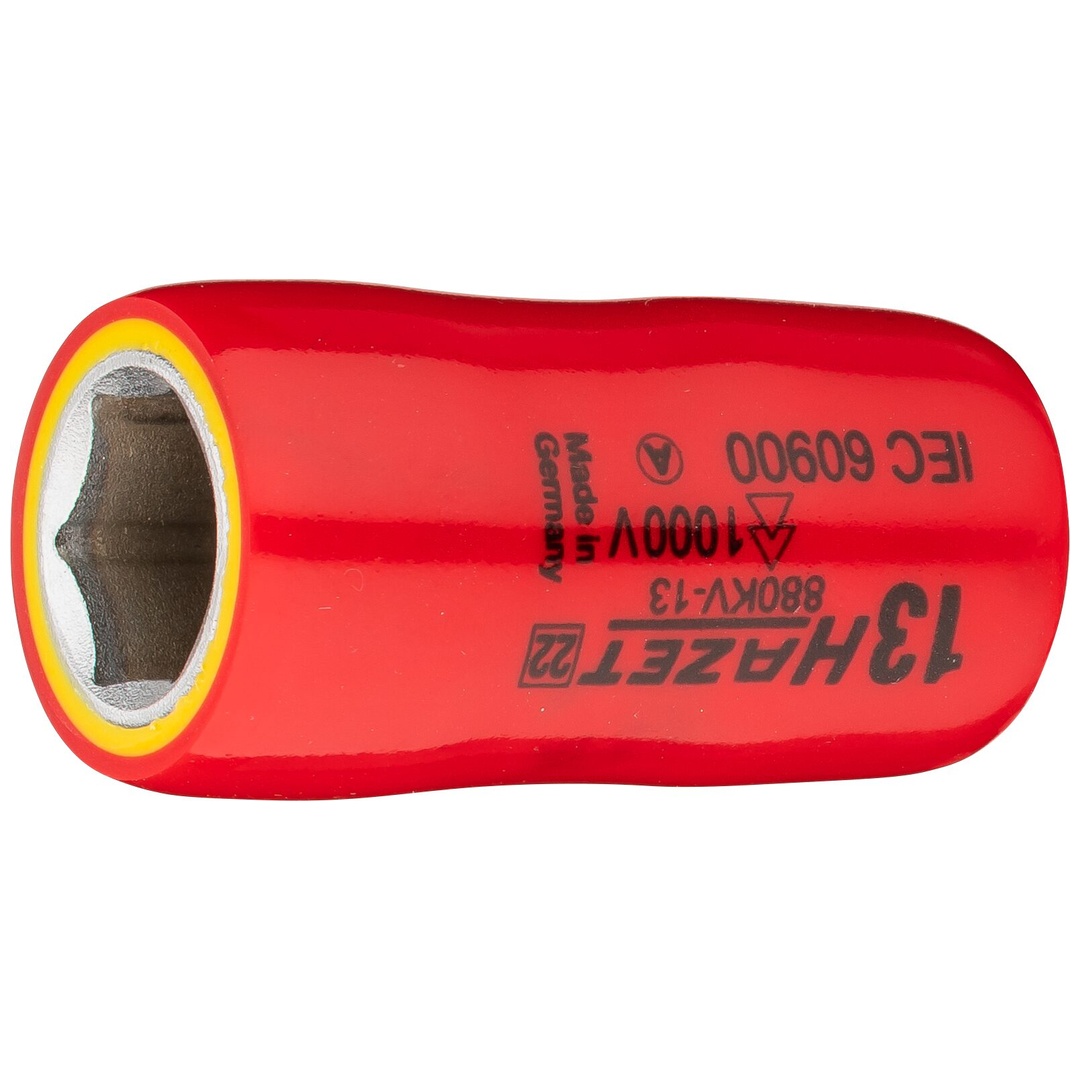 Hazet Steckschlüsseleinsatz, schutzisoliert 3/8 (10 mm) Vierkant hohl, Außen Sechskant-Tractionsprofil, SW 13 mm