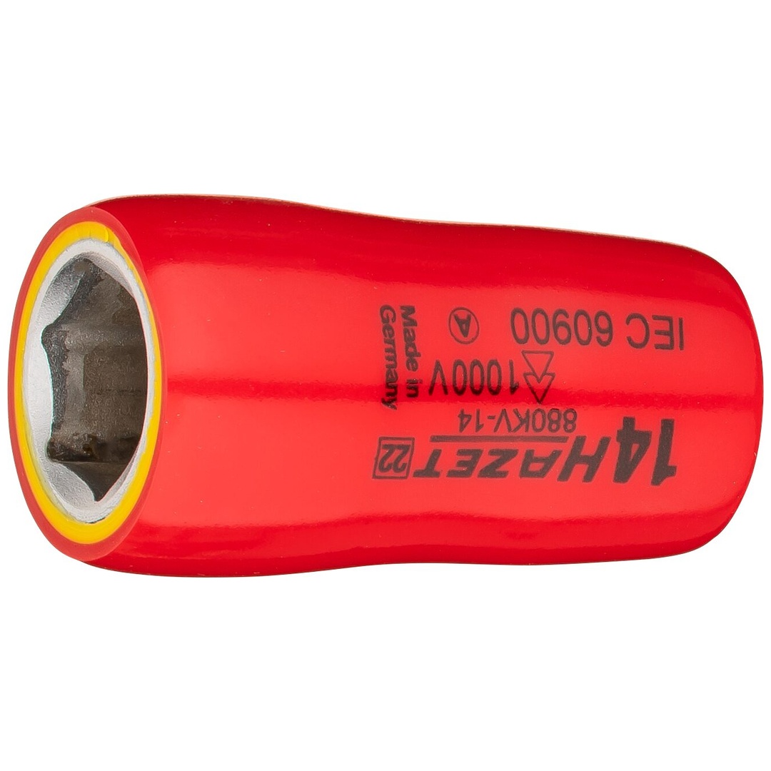 Hazet Steckschlüsseleinsatz, schutzisoliert 3/8 (10 mm) Vierkant hohl, Außen Sechskant-Tractionsprofil, SW 14 mm