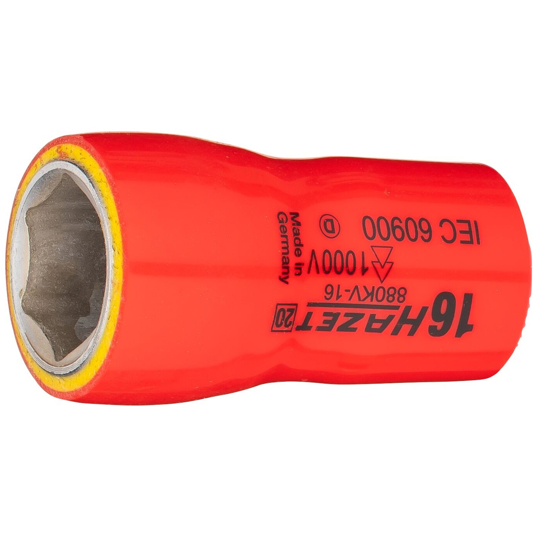 Hazet Steckschlüsseleinsatz, schutzisoliert 3/8 (10 mm) Vierkant hohl, Außen Sechskant-Tractionsprofil, SW 16 mm