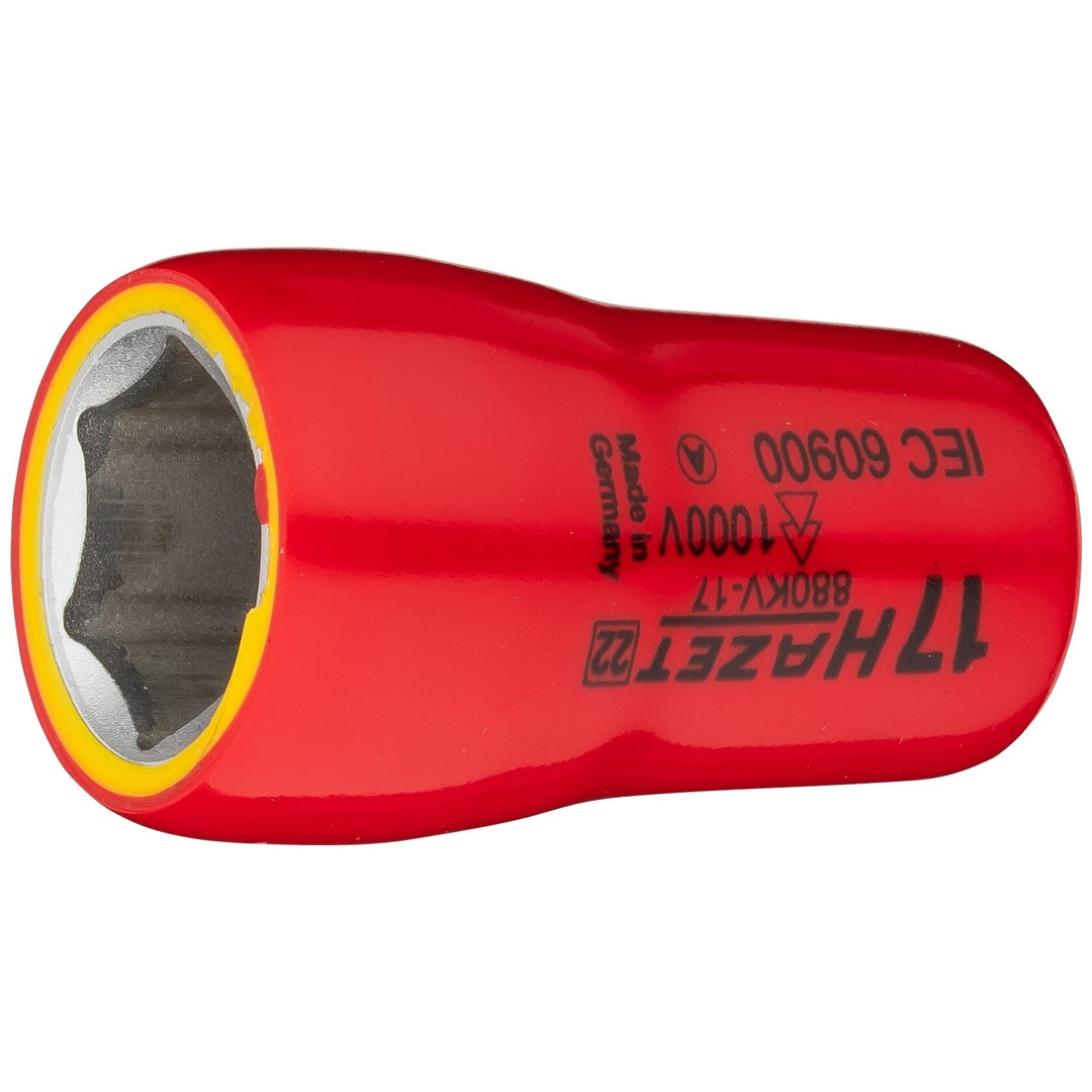 Hazet Steckschlüsseleinsatz, schutzisoliert 3/8 (10 mm) Vierkant hohl, Außen Sechskant-Tractionsprofil, SW 17 mm