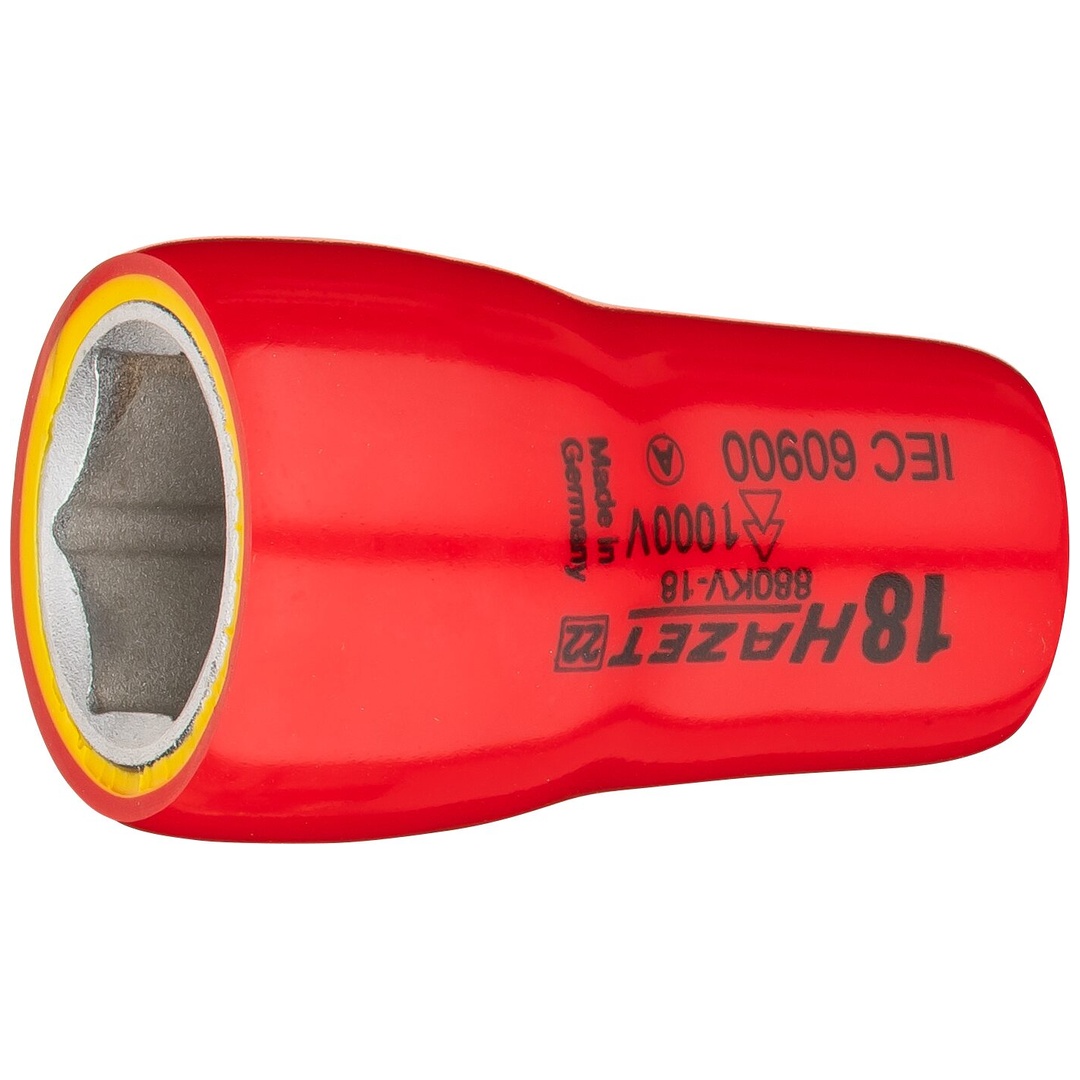 Hazet Steckschlüsseleinsatz, schutzisoliert 3/8 (10 mm) Vierkant hohl, Außen Sechskant-Tractionsprofil, SW 18 mm