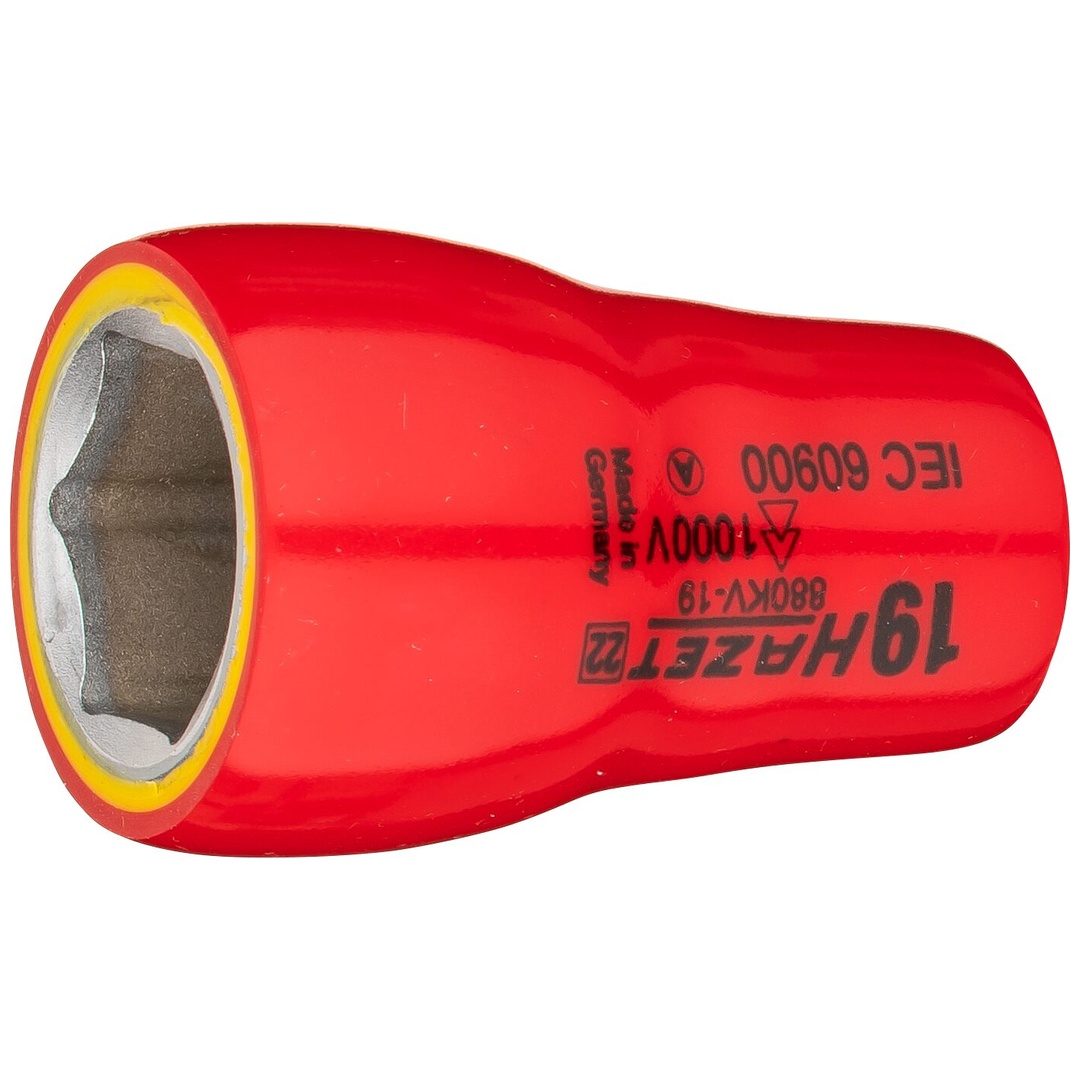Hazet Steckschlüsseleinsatz, schutzisoliert 3/8 (10 mm) Vierkant hohl, Außen Sechskant-Tractionsprofil, SW 19 mm