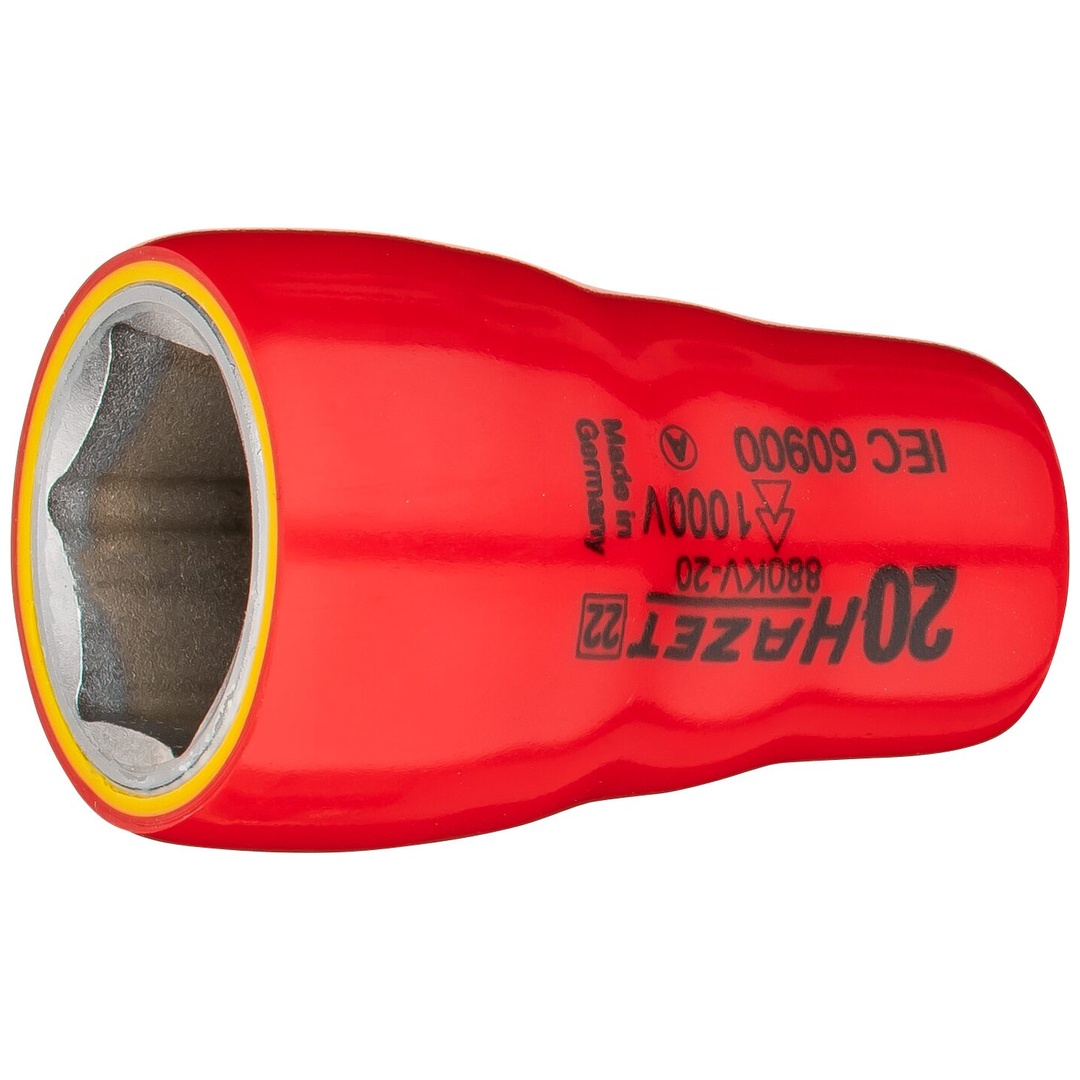Hazet Steckschlüsseleinsatz, schutzisoliert 3/8 (10 mm) Vierkant hohl, Außen Sechskant-Tractionsprofil, SW 20 mm