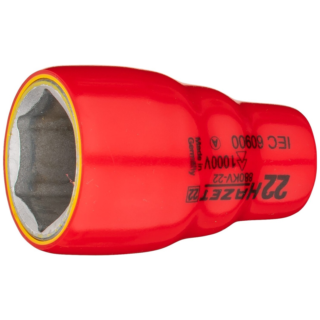 Hazet Steckschlüsseleinsatz, schutzisoliert 3/8 (10 mm) Vierkant hohl, Außen Sechskant-Tractionsprofil, SW 22 mm