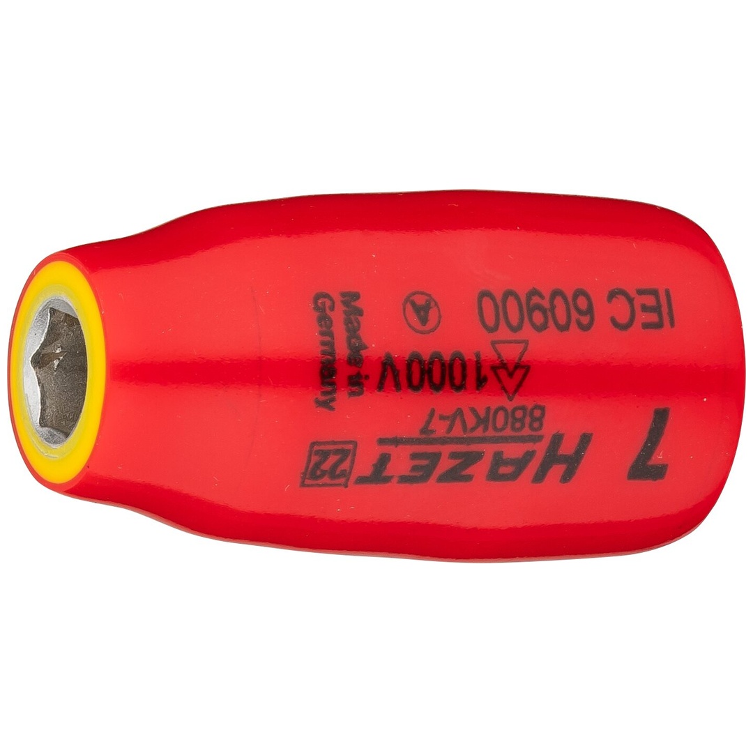 Hazet Steckschlüsseleinsatz, schutzisoliert 3/8 (10 mm) Vierkant hohl, Außen Sechskant-Tractionsprofil, SW 7 mm