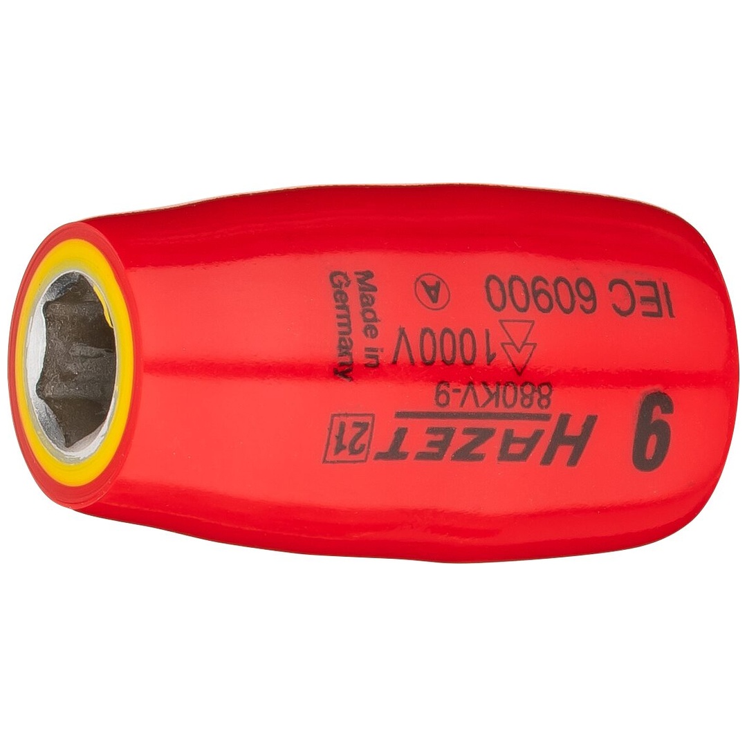Hazet Steckschlüsseleinsatz, schutzisoliert 3/8 (10 mm) Vierkant hohl, Außen Sechskant-Tractionsprofil, SW 9 mm