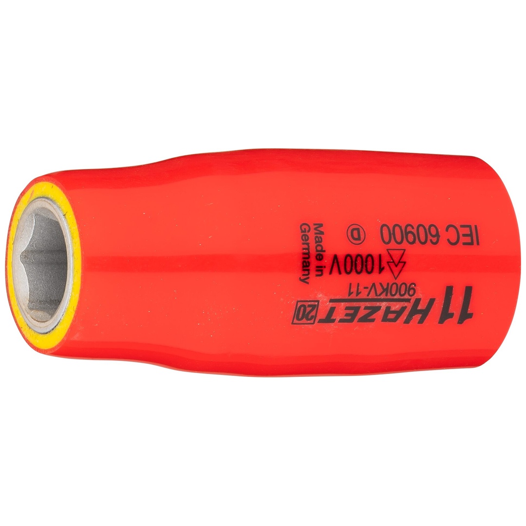 Hazet Steckschlüsseleinsatz, schutzisoliert 1/2 (12,5 mm) Vierkant hohl, Außen Sechskant-Tractionsprofil, SW 11 mm