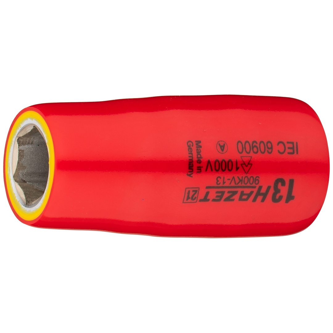 Hazet Steckschlüsseleinsatz, schutzisoliert 1/2 (12,5 mm) Vierkant hohl, Außen Sechskant-Tractionsprofil, SW 13 mm