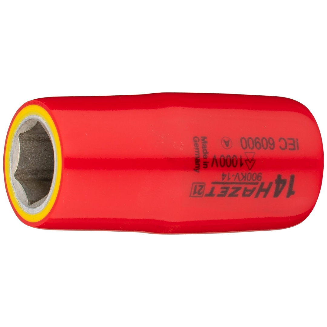 Hazet Steckschlüsseleinsatz, schutzisoliert 1/2 (12,5 mm) Vierkant hohl, Außen Sechskant-Tractionsprofil, SW 14 mm