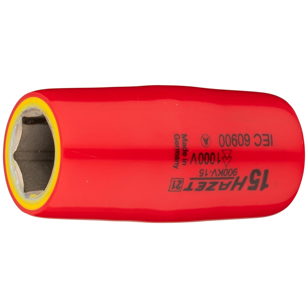 Hazet Steckschlüsseleinsatz, schutzisoliert 1/2 (12,5 mm) Vierkant hohl, Außen Sechskant-Tractionsprofil, SW 15 mm