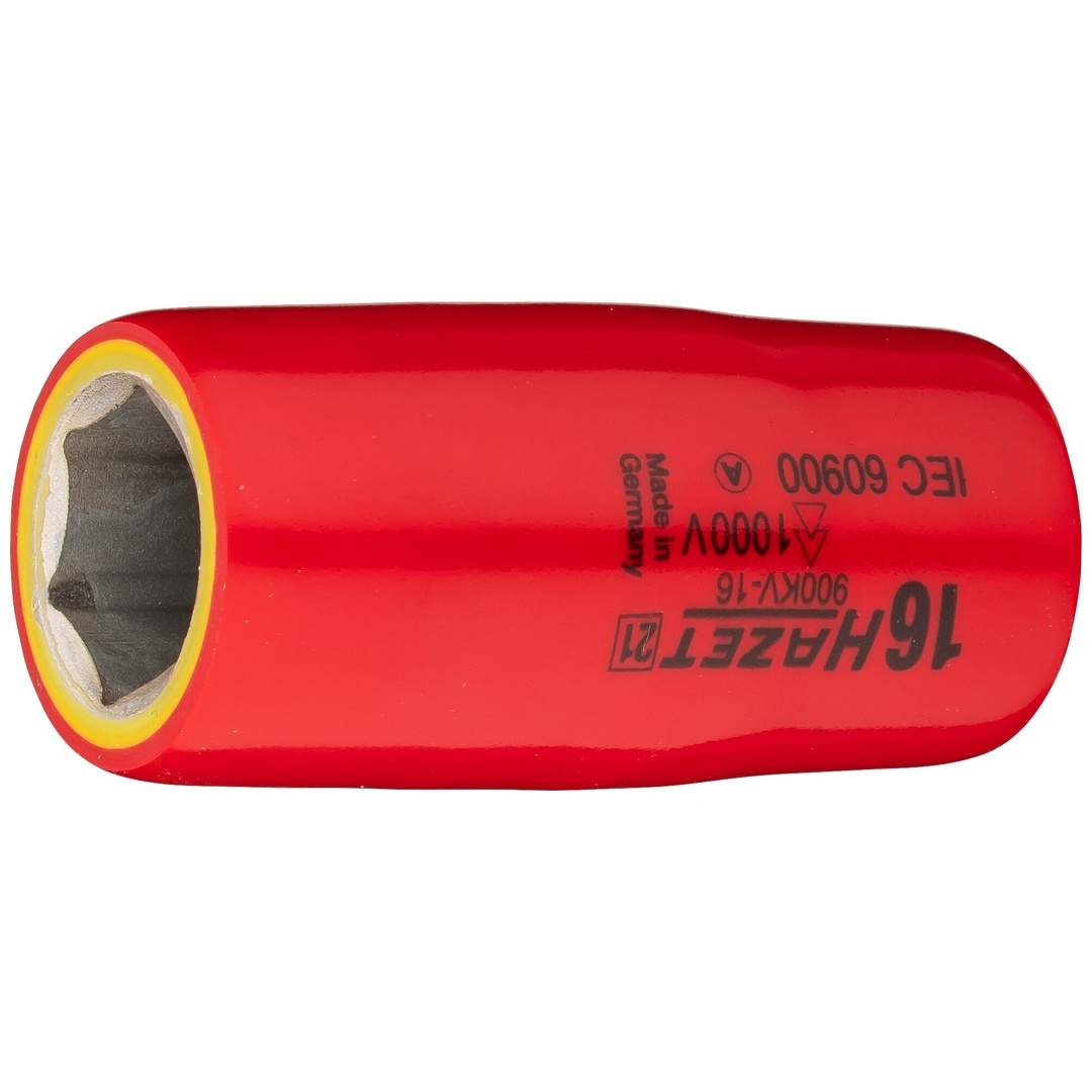 Hazet Steckschlüsseleinsatz, schutzisoliert 1/2 (12,5 mm) Vierkant hohl, Außen Sechskant-Tractionsprofil, SW 16 mm