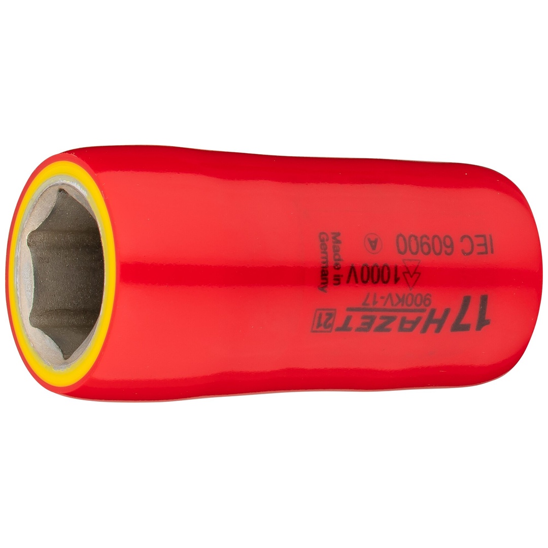 Hazet Steckschlüsseleinsatz, schutzisoliert 1/2 (12,5 mm) Vierkant hohl, Außen Sechskant-Tractionsprofil, SW 17 mm