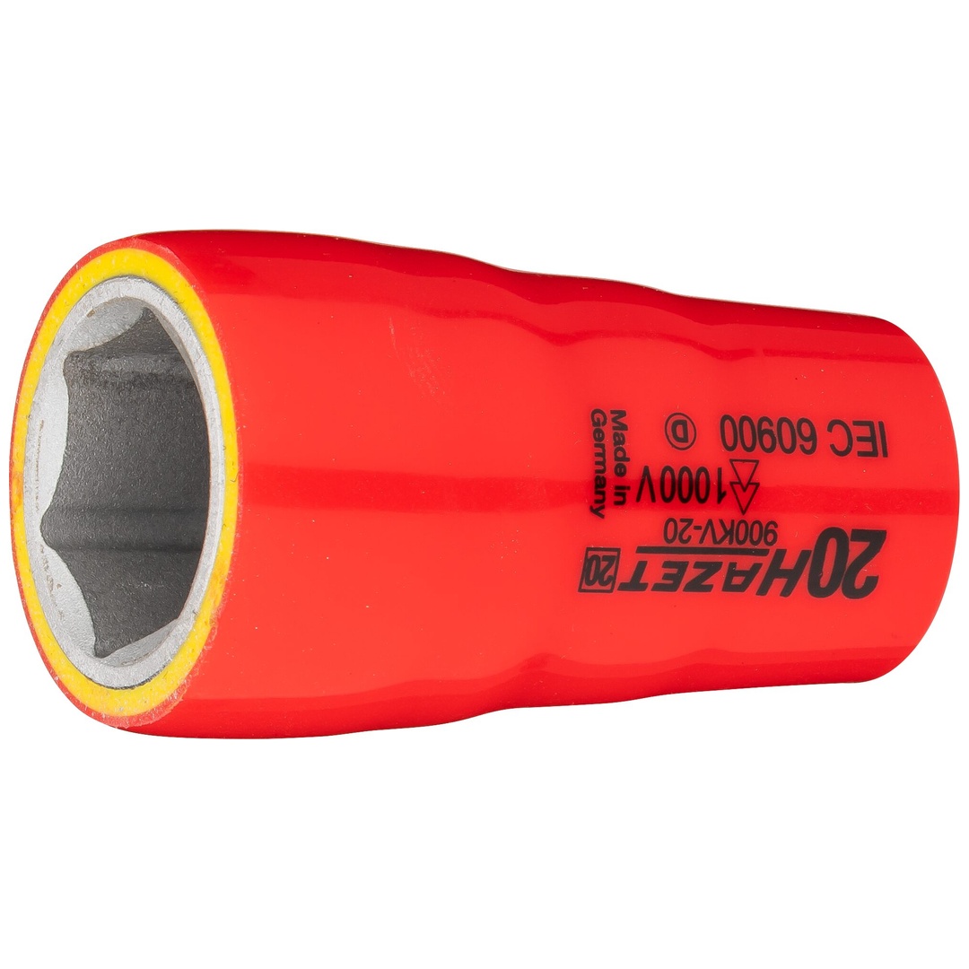 Hazet Steckschlüsseleinsatz, schutzisoliert 1/2 (12,5 mm) Vierkant hohl, Außen Sechskant-Tractionsprofil, SW 20 mm