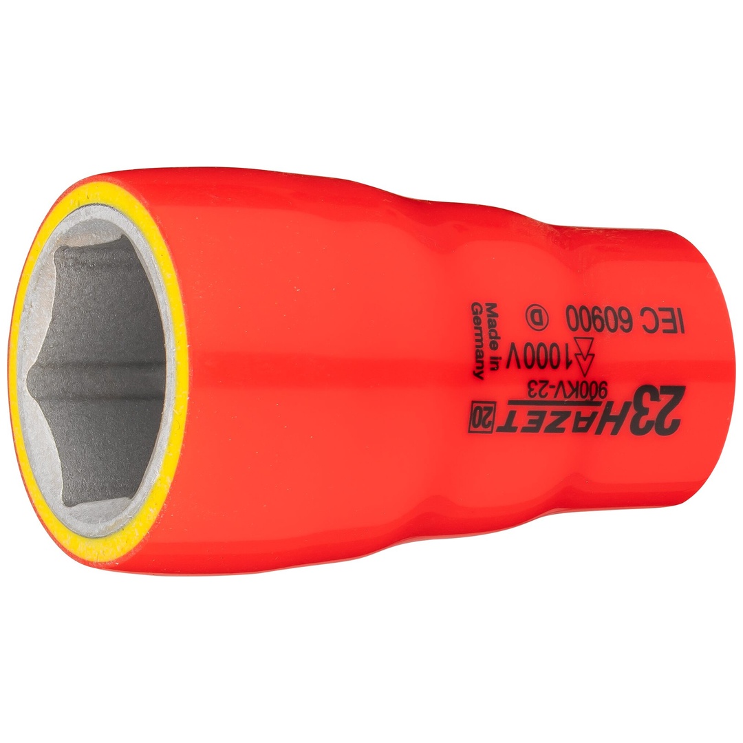 Hazet Steckschlüsseleinsatz, schutzisoliert 1/2 (12,5 mm) Vierkant hohl, Außen Sechskant-Tractionsprofil, SW 23 mm
