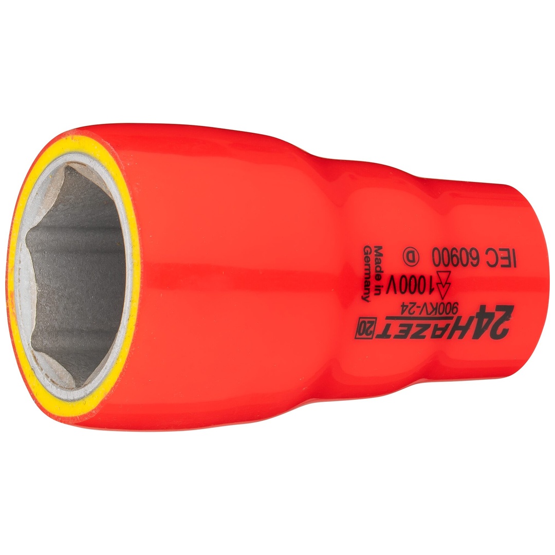 Hazet Steckschlüsseleinsatz, schutzisoliert 1/2 (12,5 mm) Vierkant hohl, Außen Sechskant-Tractionsprofil, SW 24 mm