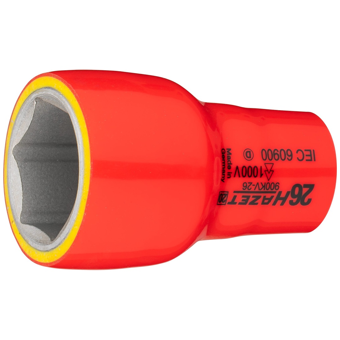 Hazet Steckschlüsseleinsatz, schutzisoliert 1/2 (12,5 mm) Vierkant hohl, Außen Sechskant-Tractionsprofil, SW 26 mm