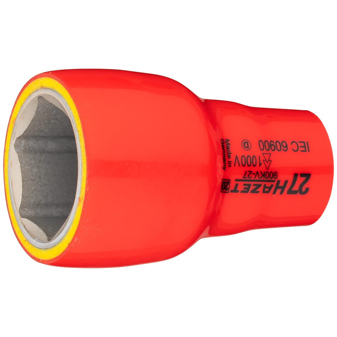 Hazet Steckschlüsseleinsatz, schutzisoliert 1/2 (12,5 mm) Vierkant hohl, Außen Sechskant-Tractionsprofil, SW 27 mm