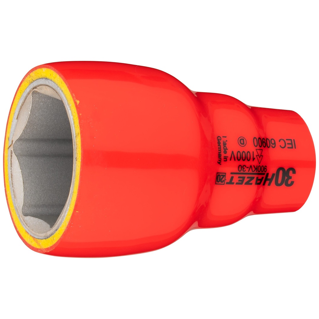 Hazet Steckschlüsseleinsatz, schutzisoliert 1/2 (12,5 mm) Vierkant hohl, Außen Sechskant-Tractionsprofil, SW 30 mm