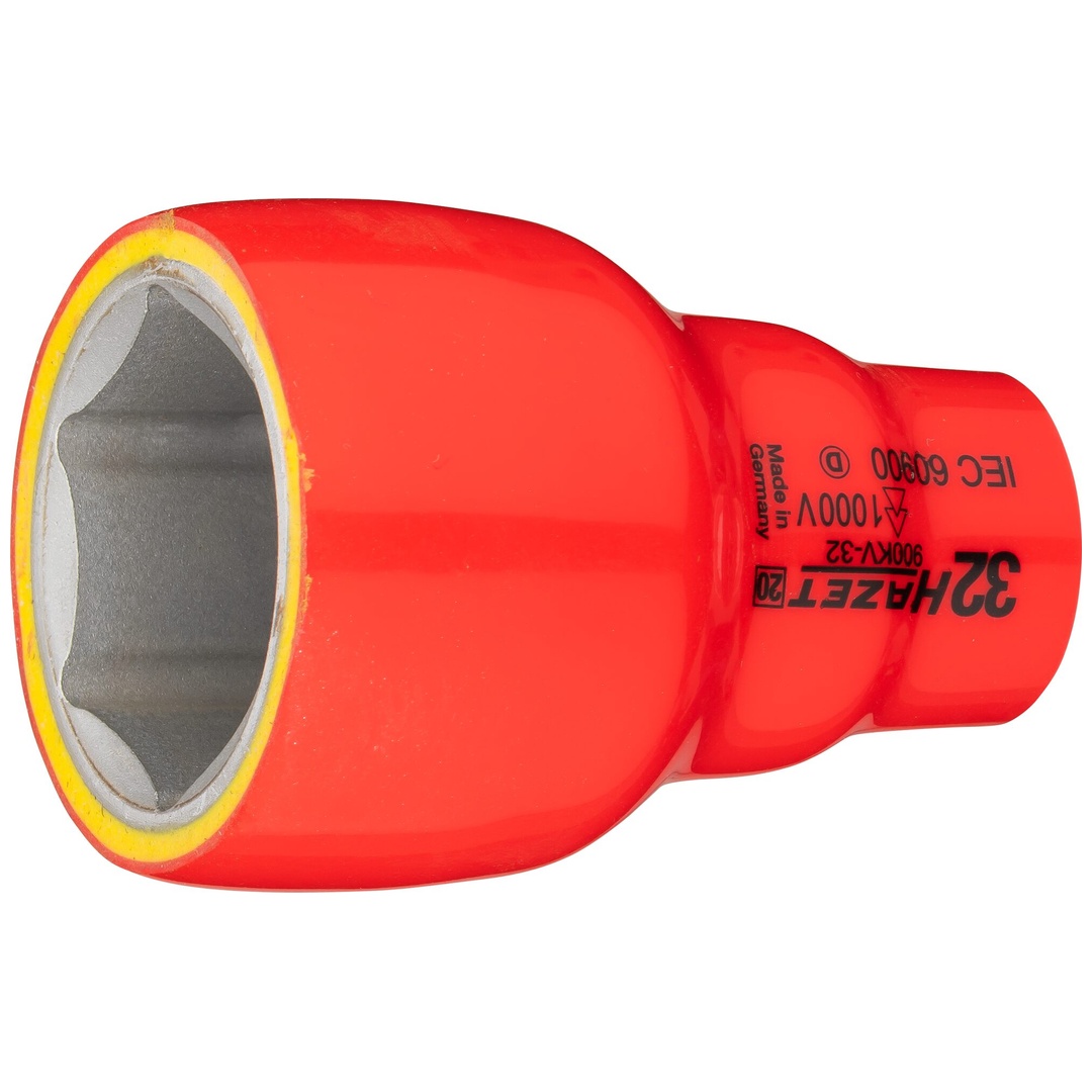 Hazet Steckschlüsseleinsatz, schutzisoliert 1/2 (12,5 mm) Vierkant hohl, Außen Sechskant-Tractionsprofil, SW 32 mm