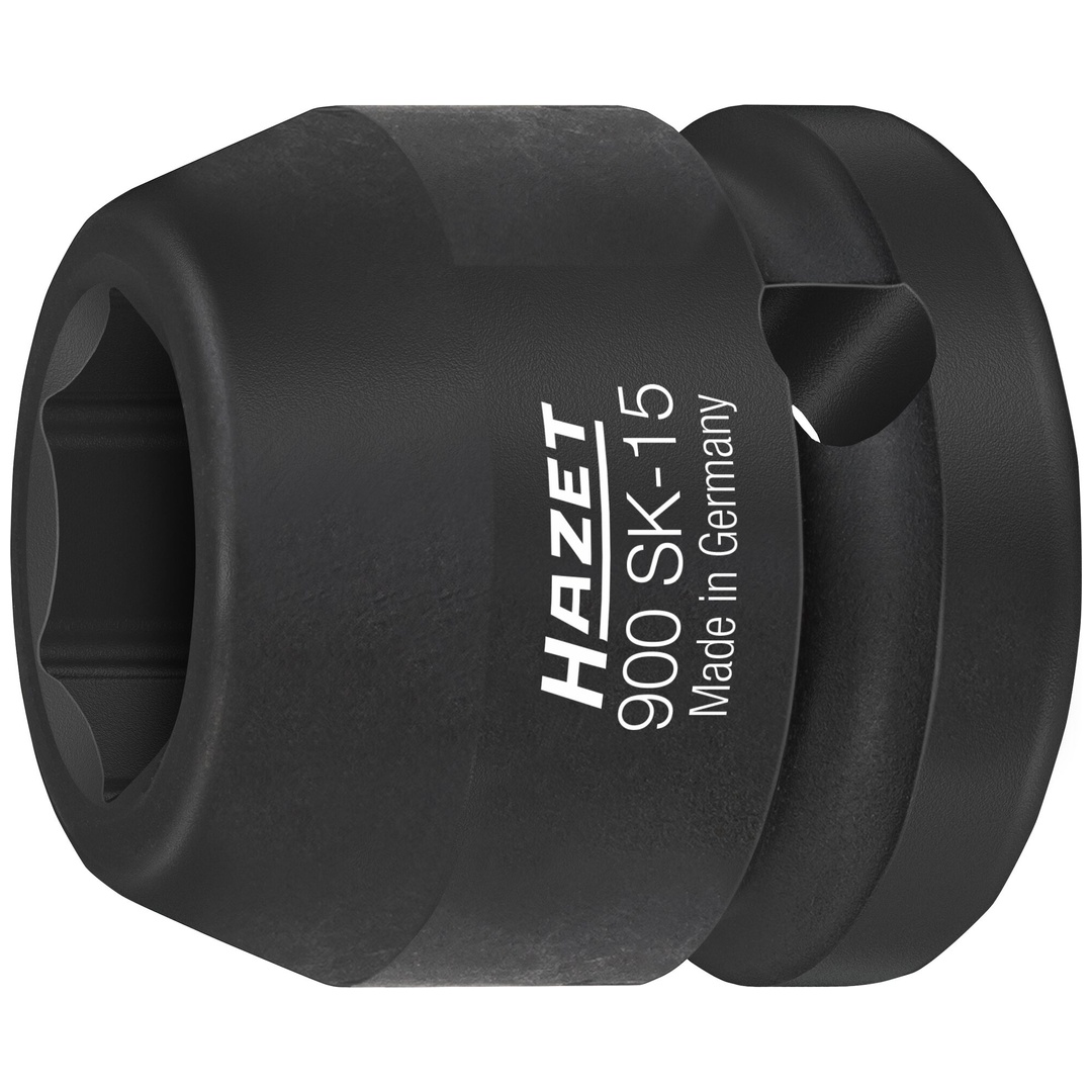 Hazet Schlag-Maschinenschrauber Steckschlüsseleinsatz 900SK-15, 1/2 (12,5 mm) Vierkant hohl, Außen Sechskant-Tractionsprofil, SW 15 mm