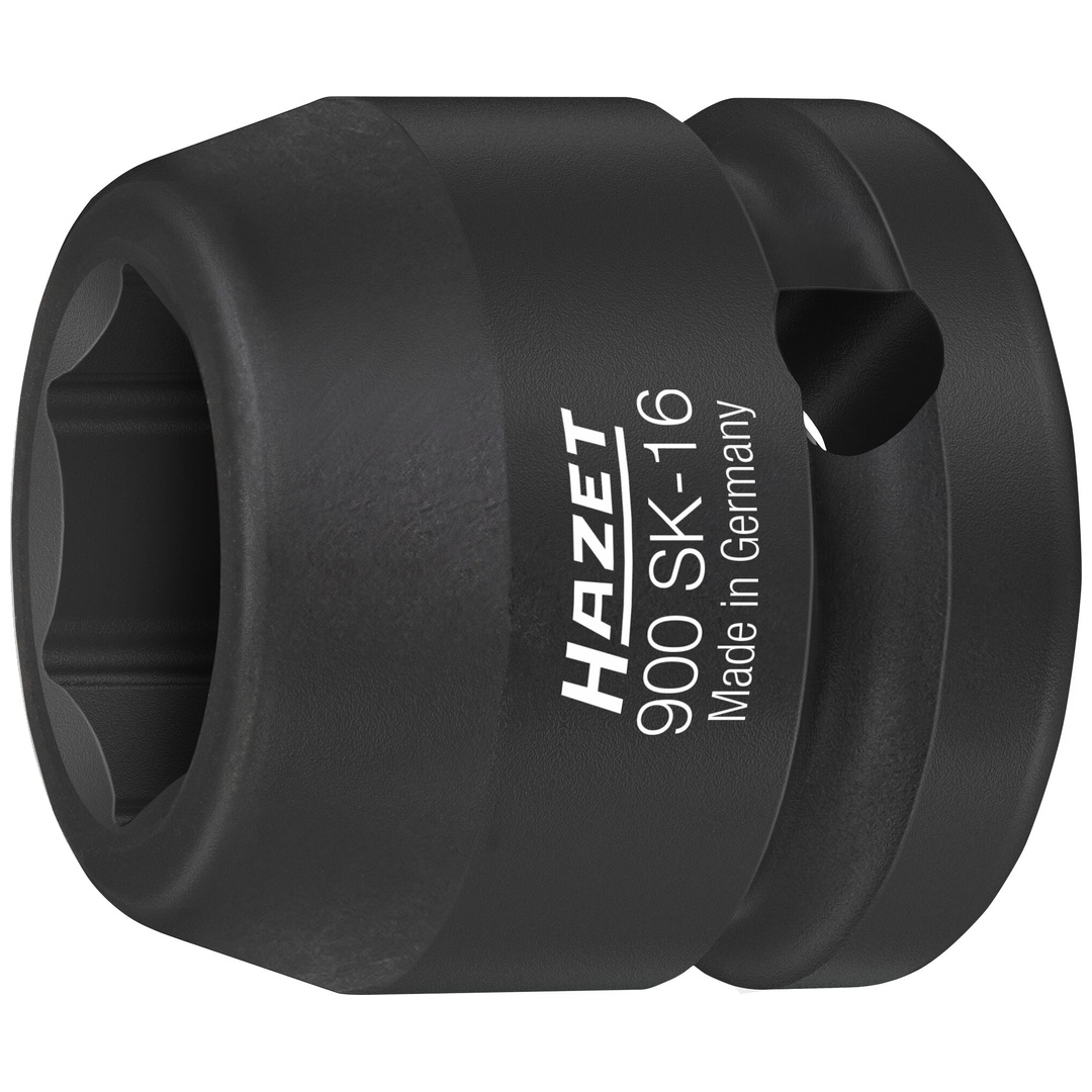Hazet Schlag-Maschinenschrauber Steckschlüsseleinsatz 900SK-16, 1/2 (12,5 mm) Vierkant hohl, Außen Sechskant-Tractionsprofil, SW 16 mm