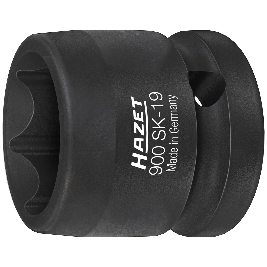 Hazet Schlag-Maschinenschrauber Steckschlüsseleinsatz 900SK-19, 1/2 (12,5 mm) Vierkant hohl, Außen Sechskant-Tractionsprofil, SW 19 mm