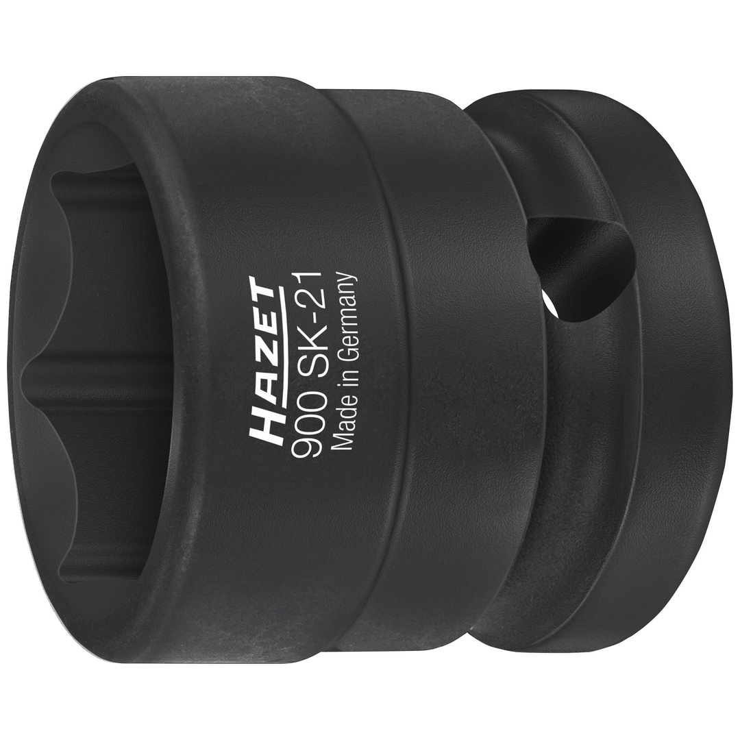 Hazet Schlag-Maschinenschrauber Steckschlüsseleinsatz 900SK-21, 1/2 (12,5 mm) Vierkant hohl, Außen Sechskant-Tractionsprofil, SW 21 mm