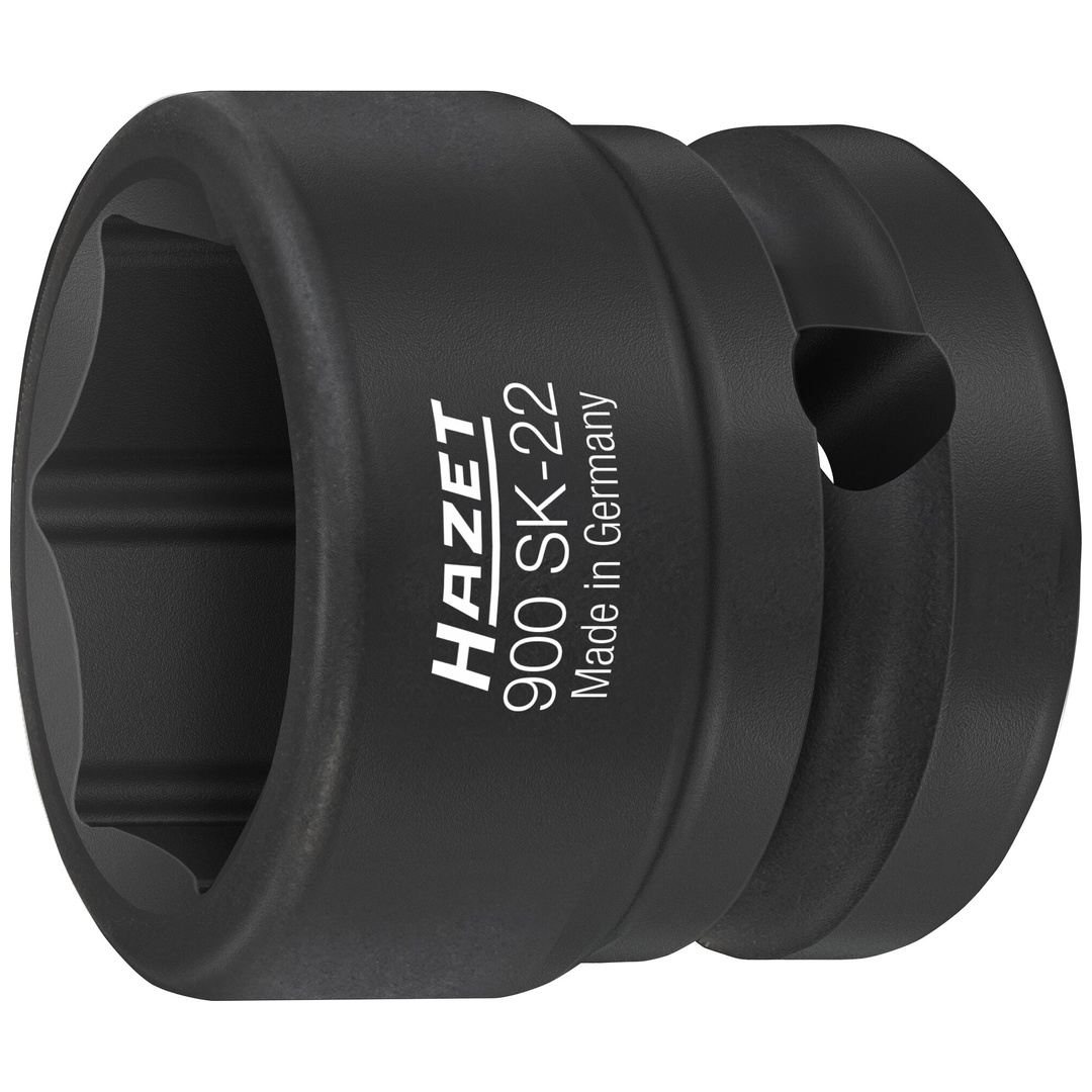 Hazet Schlag-Maschinenschrauber Steckschlüsseleinsatz 900SK-22, 1/2 (12,5 mm) Vierkant hohl, Außen Sechskant-Tractionsprofil, SW 22 mm
