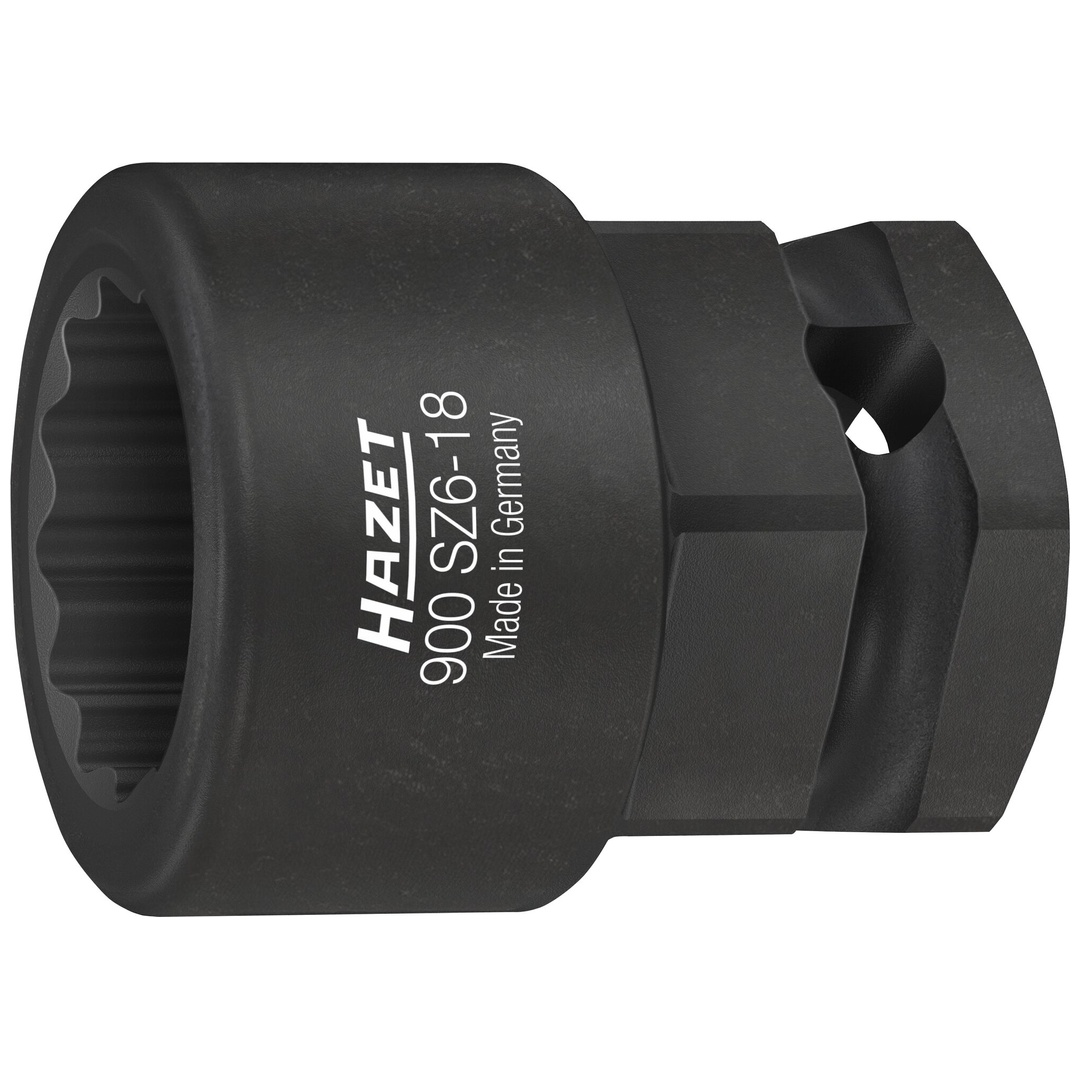 Hazet Kurbelwellen Steckschlüsseleinsatz 900SZ6-18, 1/2 (12,5 mm) Vierkant hohl, 24 mm Außen-Sechskant, Außen Doppelsechskant-Tractionsprofil, SW 18