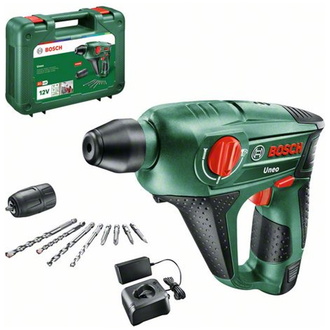 Bosch Akku-Bohrhammer Uneo, incl. 1x Akku PBA 2,5 Ah, Ladegerät, Zubehör, Koffer