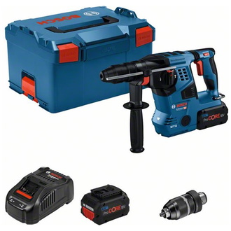 Bosch Akku-Bohrhammer GBH 18V-28 CF, SDS-plus, incl. 2x Akku ProCORE 8 Ah, Schnellladegerät, Zubehör, L-BOXX