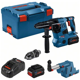 Bosch Akku-Bohrhammer GBH 18V-28 CF, SDS-plusBosch Akku-Bohrhammer GBH 18V-28 CF, SDS-plus, incl. 2x Akku ProCORE 8 Ah, Schnellladegerät, Staubabsaugs