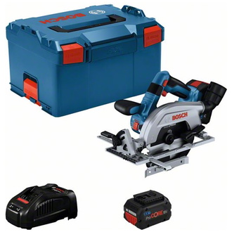 Bosch Akku-Kreissäge GKS 18V-57-2 L, incl. 2x Akku ProCORE 5,5 Ah, Schnellladegerät, Zubehör, L-BOXX