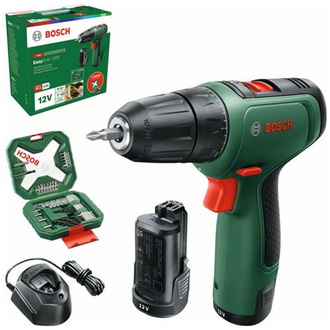 Bosch Akku-Zweigang-Bohrschrauber EasyDrill 1200, incl. 2x Akku PBA 1,5 Ah, Ladegerät, 34-tlg. Zubehörset, Tragekoffer