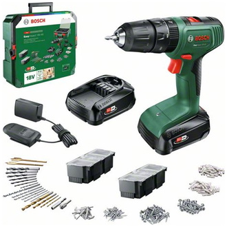 Bosch Akku-Zweigang-Schlagbohrschrauber EasyImpact 18V-40, incl. 2x Akku PBA, Ladegerät, SystemBox, 241-tlg. Zubehör