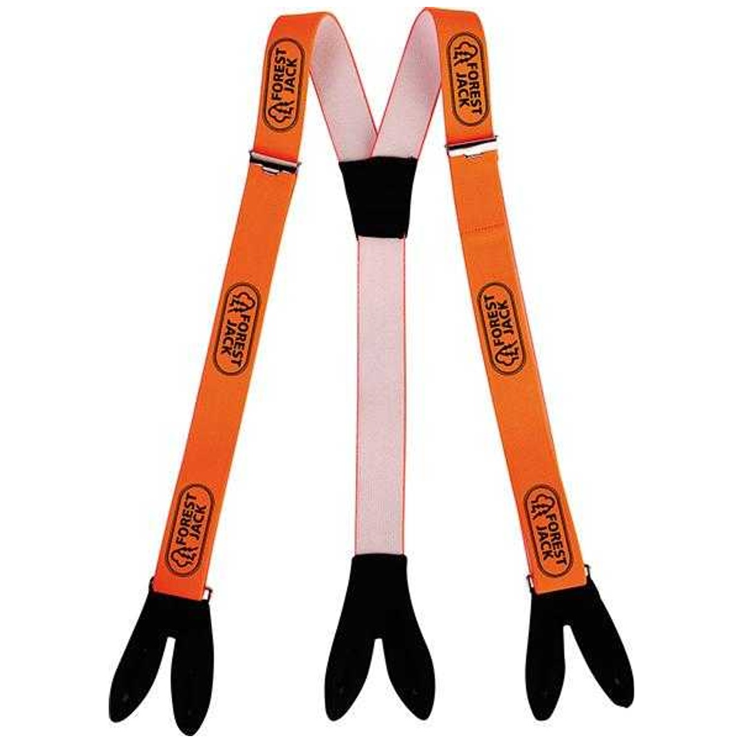 Mascot Hosenträger in leuchtorange/rot