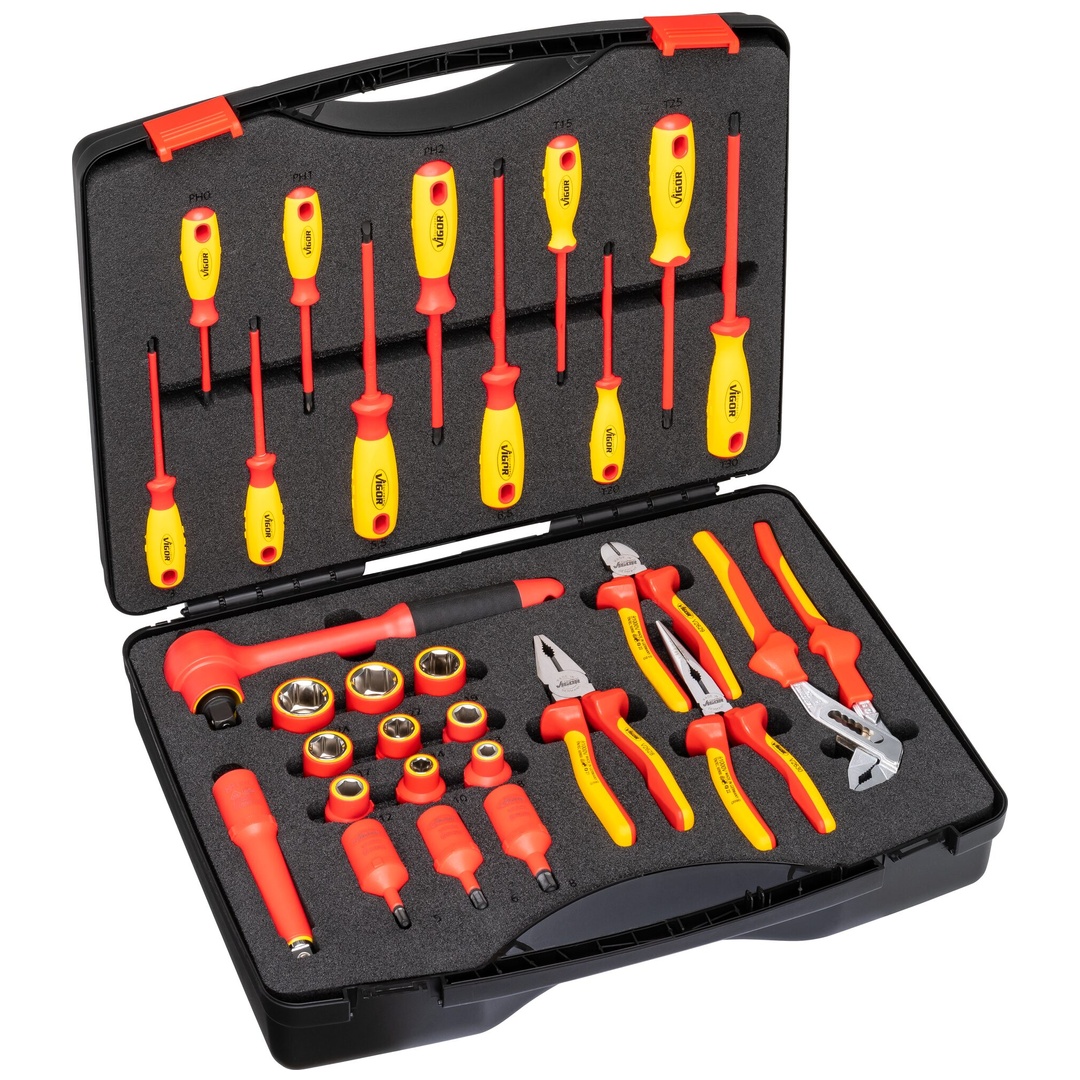 VIGOR VDE Werkzeug Satz, 1/2 (12,5 mm) Vierkant hohl, Außen Sechskant Profil, Innen TX Profil, Innen Sechskant Profil, Kreuzschlitz Profil PH, Pozidr