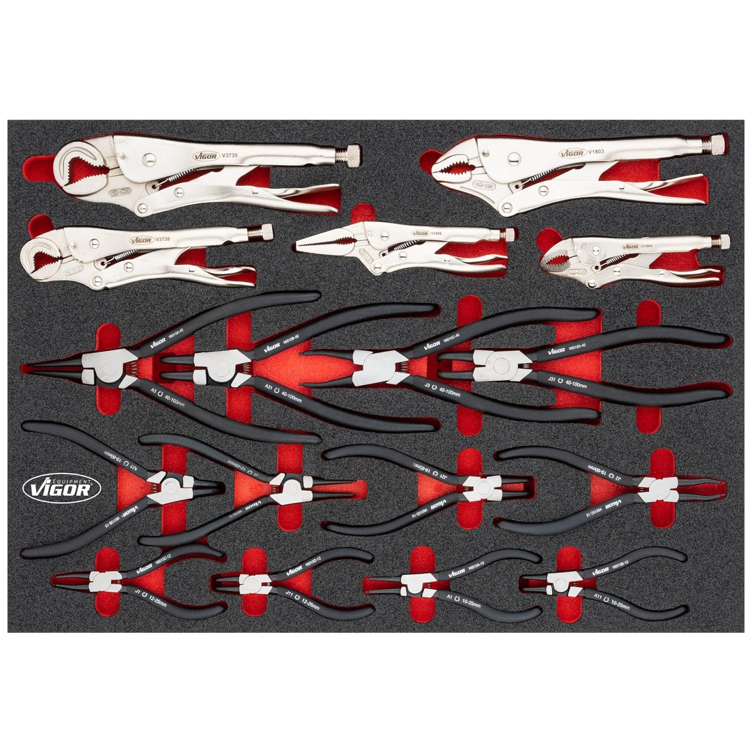 VIGOR Zangen Satz, 17-tlg., 11 - 19 mm, 16 - 27 mm, Anzahl Werkzeuge: 17