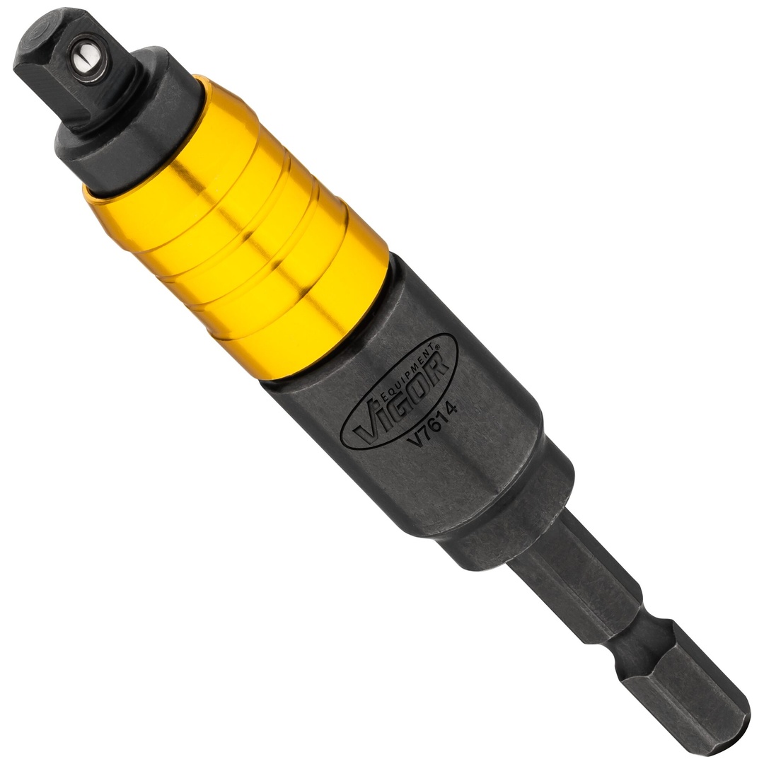 VIGOR Steckschlüssel Adapter, mit Gelenk, 1/4 (6,3 mm) Sechskant massiv, 1/4 (6,3 mm) Vierkant massiv, 16 mm
