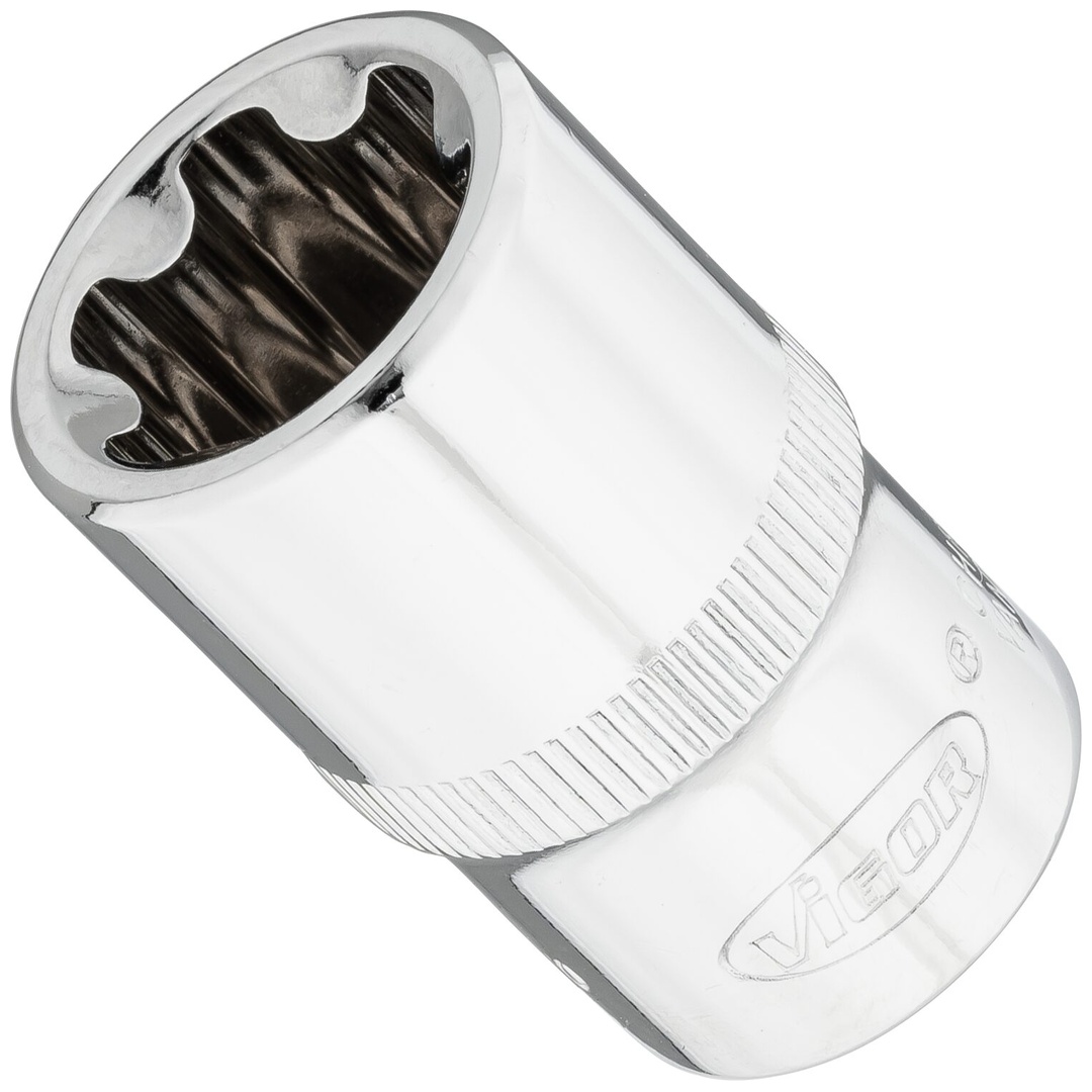 VIGOR T+ Steckschlüsseleinsatz, 1/2 (12,5 mm) Vierkant hohl, Außen TX Plus Profil, SW E20+