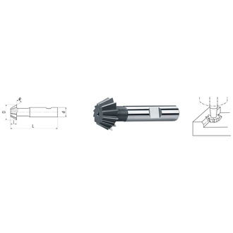 ELMAG HSS Co5 Winkel-Stirnfräser DIN1835B, Ø 25,0 x 10,0 mm, 75°