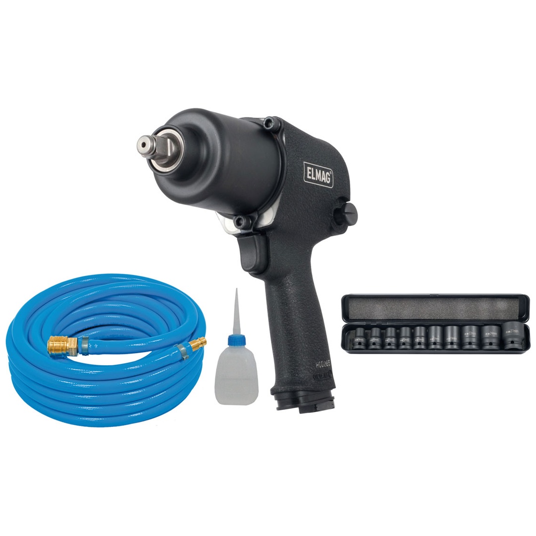 ELMAG DL-Werkzeugpaket, bestehend aus: 1 Stk.Schlagschrauber EPS 102, 1/2, 1 Stk.Druckluftschlauch-Set high-flex 10m, 10x15,5mm, 1 Stk.1/2 Schlagn