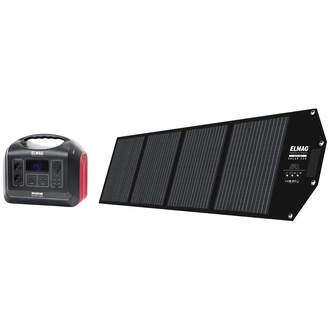 ELMAG Tragbares Solargenerator-Set ENERGY 1800 + SOLAR 220, 1800W, LiFEPO4 Akku, 1480Wh, 220Wp PV-Panel