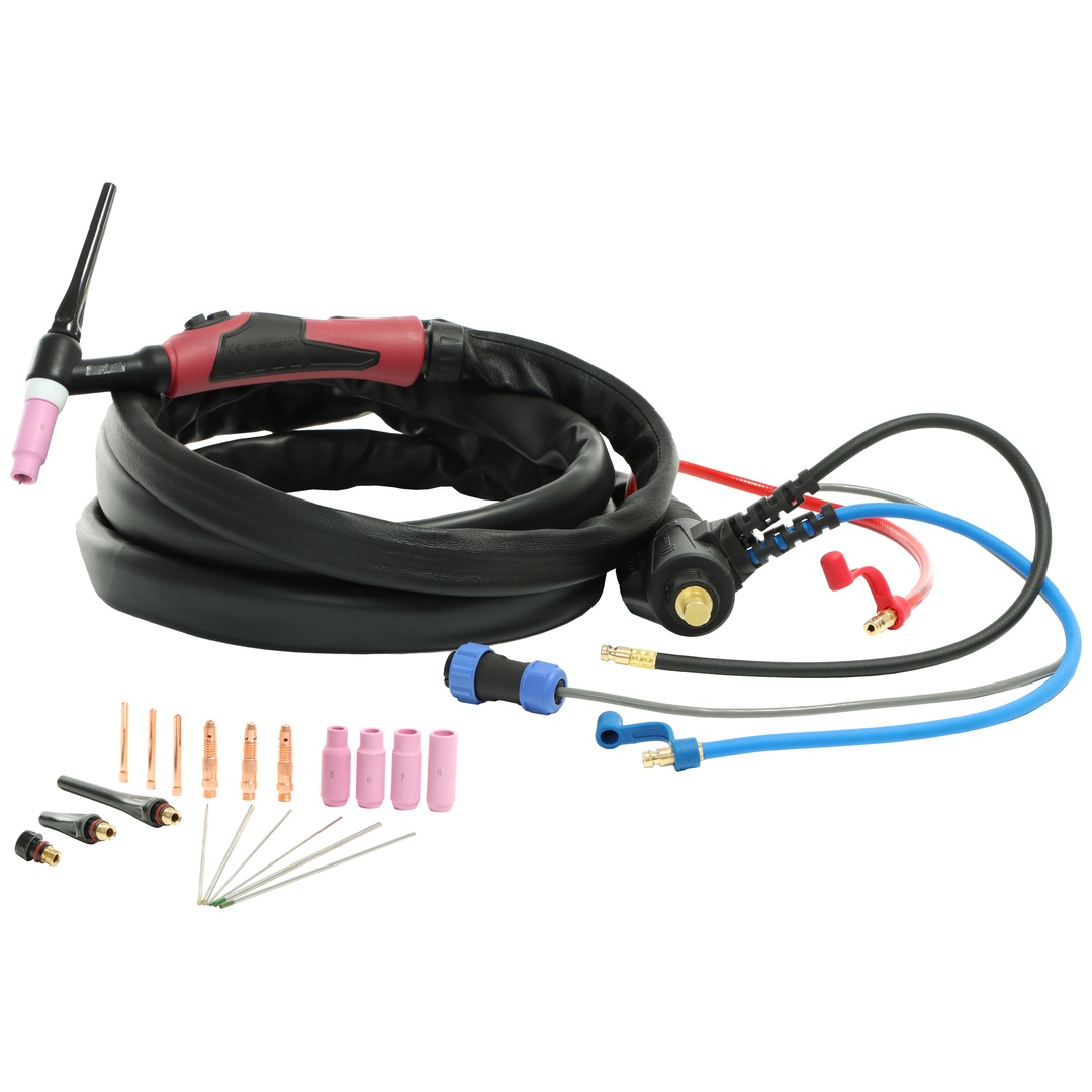 ELMAG WIG-Schlauchpaket SRC 18/8m - HF U/D (3DT) wassergekühlt, SteckerØ 13mm 35/50mm² inkl. UP/DOWN Leistungsregelung am Handgriff, Gasschlauch mit Q