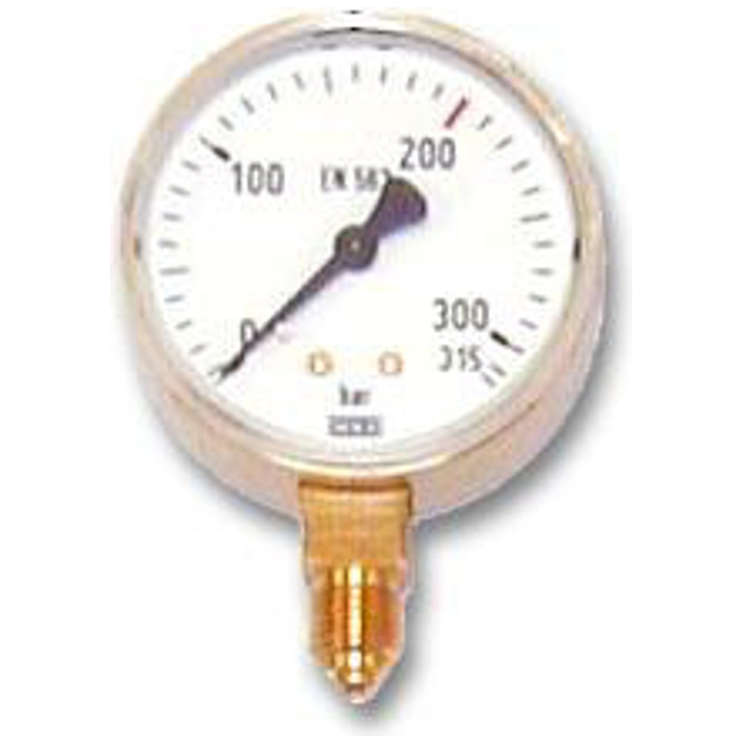 ELMAG Flaschendruckmanometer (Argon-CO2), Ø 63mm, 0-315 bar, AG 1/4 unten, Druckregler zu Stahlflasche