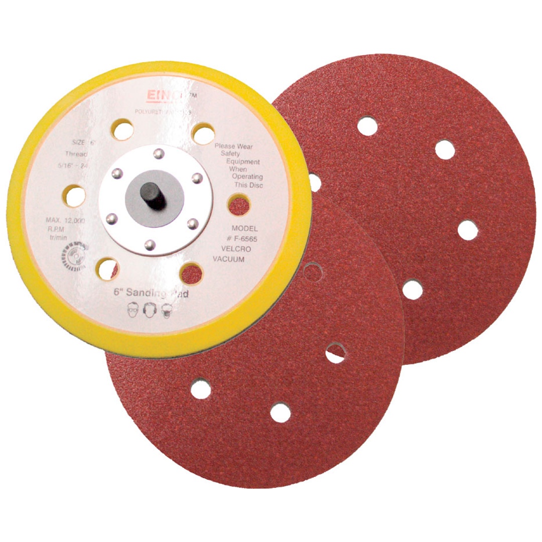 ELMAG Schleifteller Ø 150 mm, 6-fach gelocht, Klebe/Vinyl, 5/16 Aufnahme