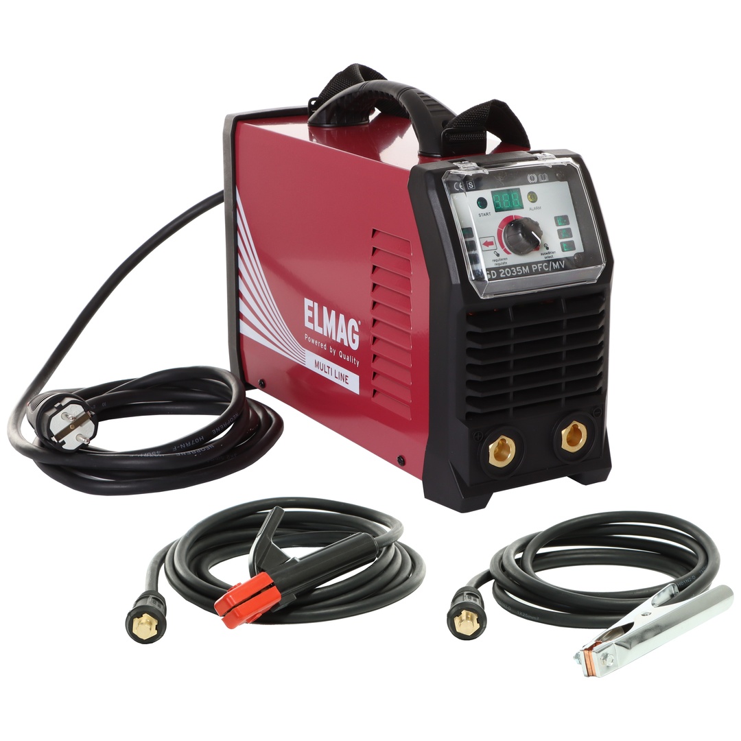 ELMAG Elektroden-Schweißinverter SD 2035M PFC/MV Multi Line inkl. 3m Massekabel 25mm², 4m E-Halterkabel 25mm² & Tragegurt